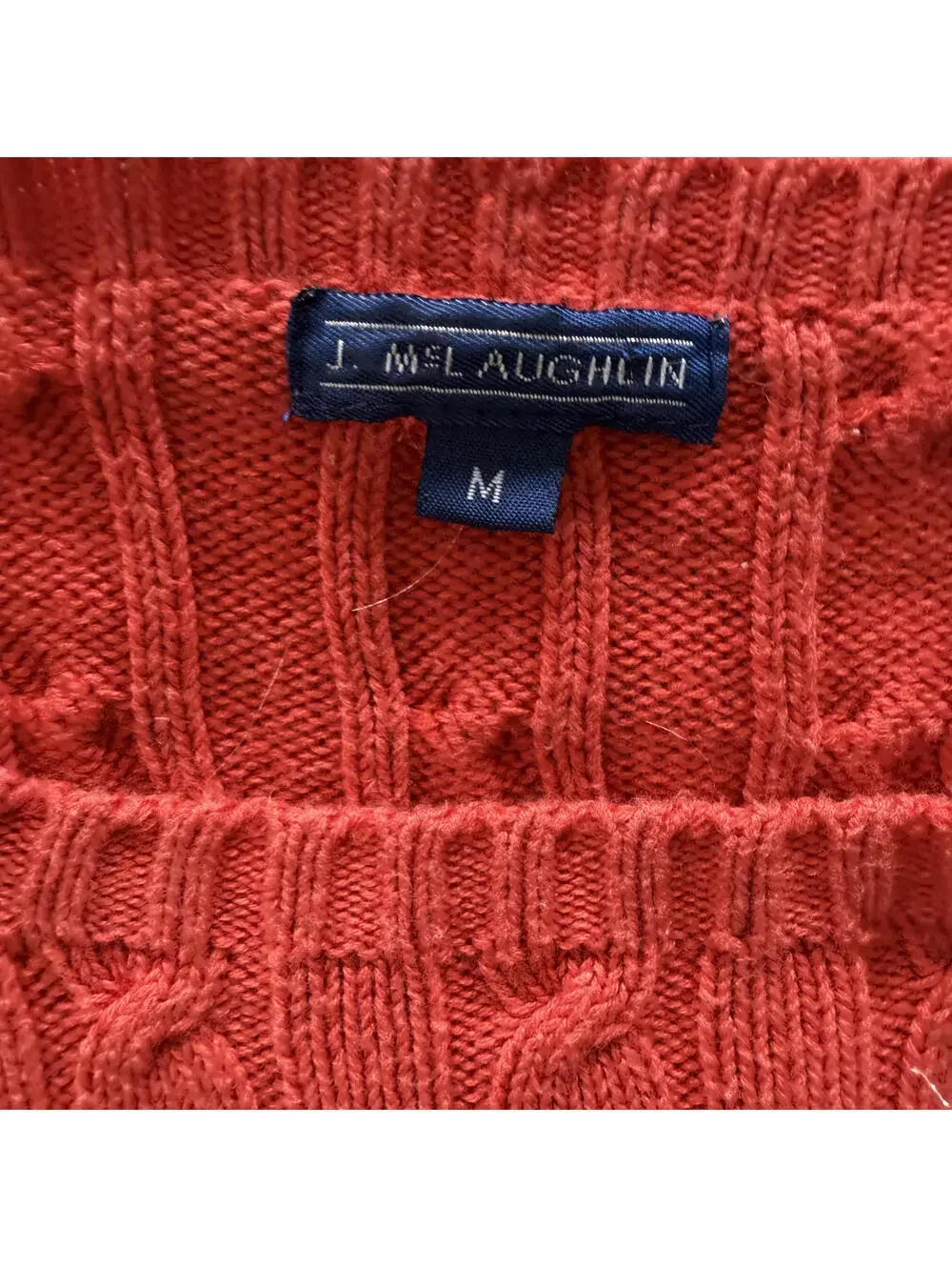 J. McLaughlin Orange/Coral Cable Knit Cotton‎ Blend Long Sleeve Sweater Wms SZ M